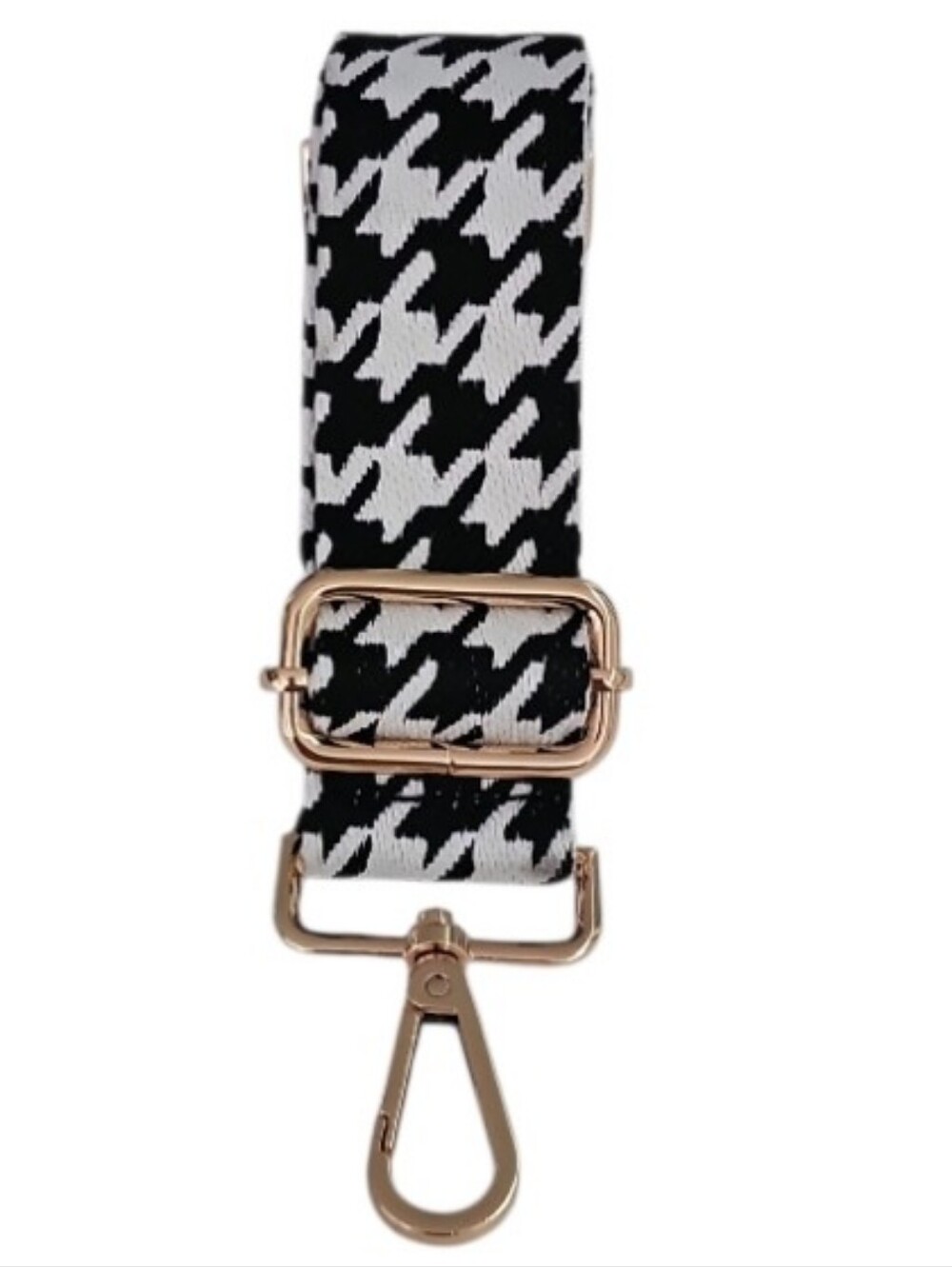 Houndstooth Bag Strap Black White Adjustable Crossbody Purse Strap Gold NWOT